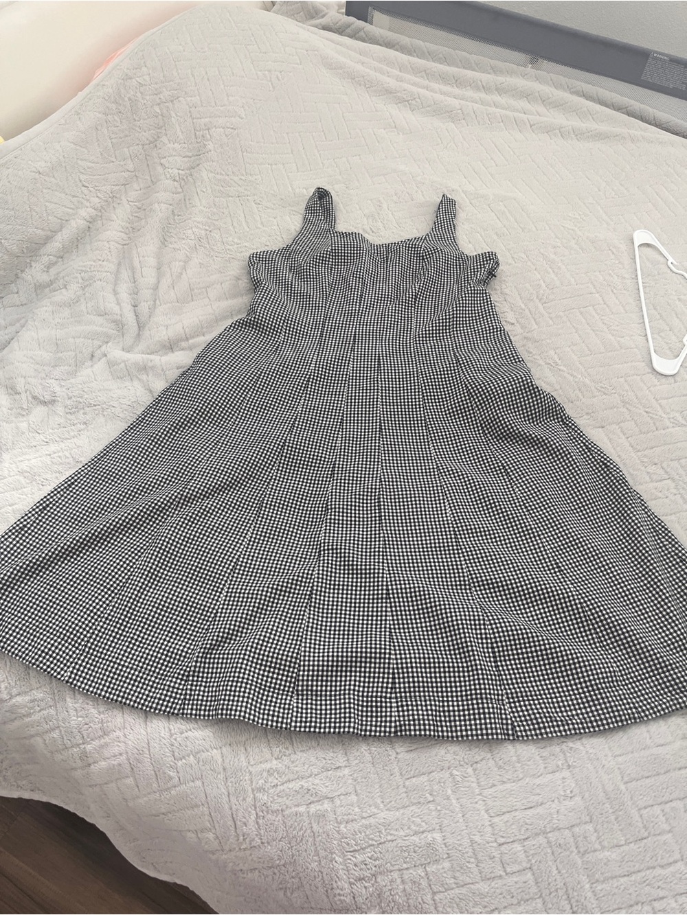 a new day Black and White Gingham Fit-and-Flare Midi Dress